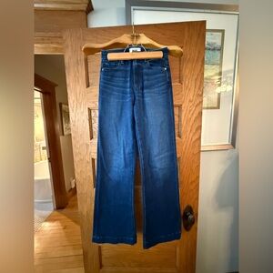 PAIGE Indigo to Deep Navy Ombre Wide-Leg Jeans